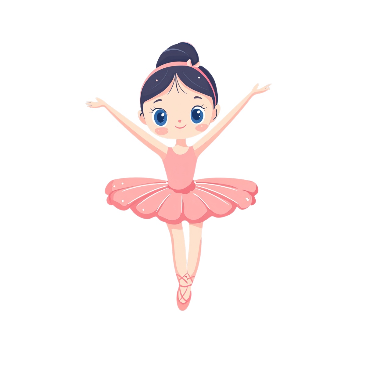 Ballerina in a pink tutu with arms raised in a dance pose.