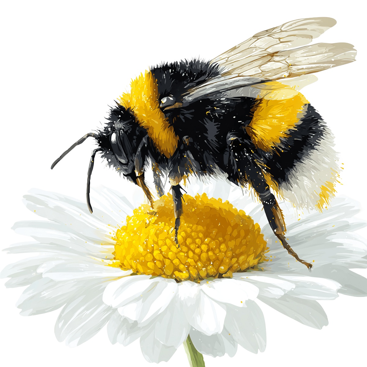Bee on a white daisy