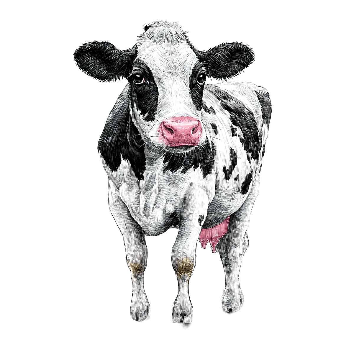 Cow with pink nose on dark background