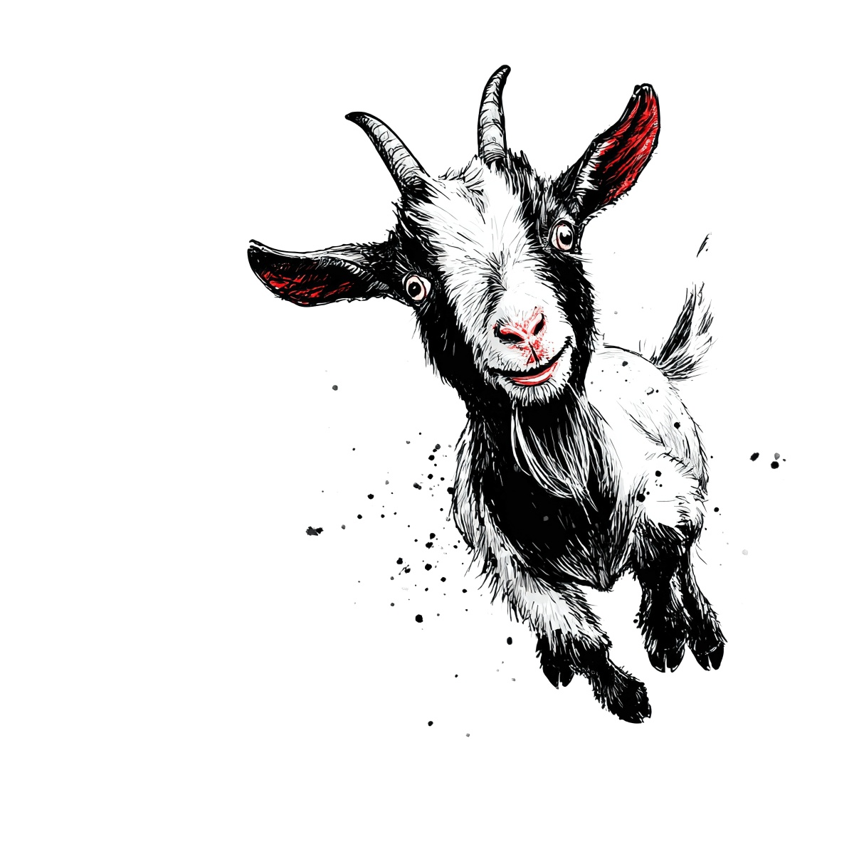 Cartoon black and white goat