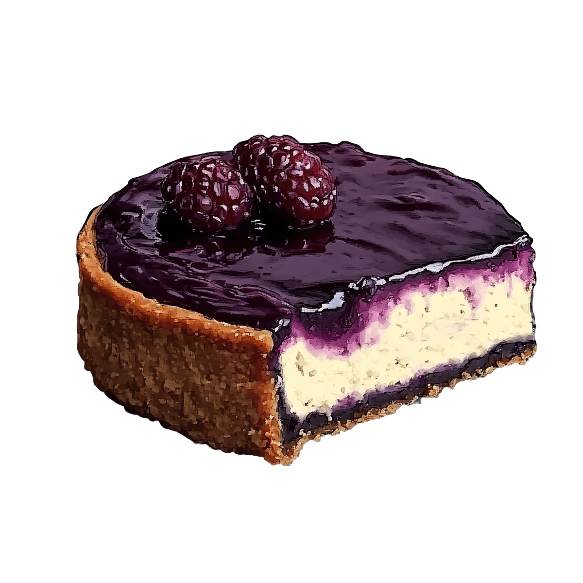 Blackberry cheesecake slice with berry topping.