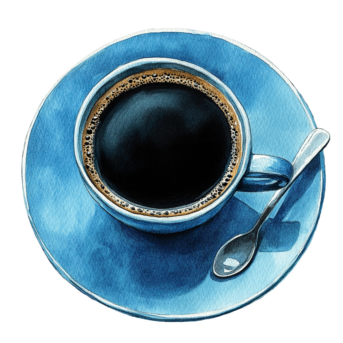 Blue coffee cup with spoon.
