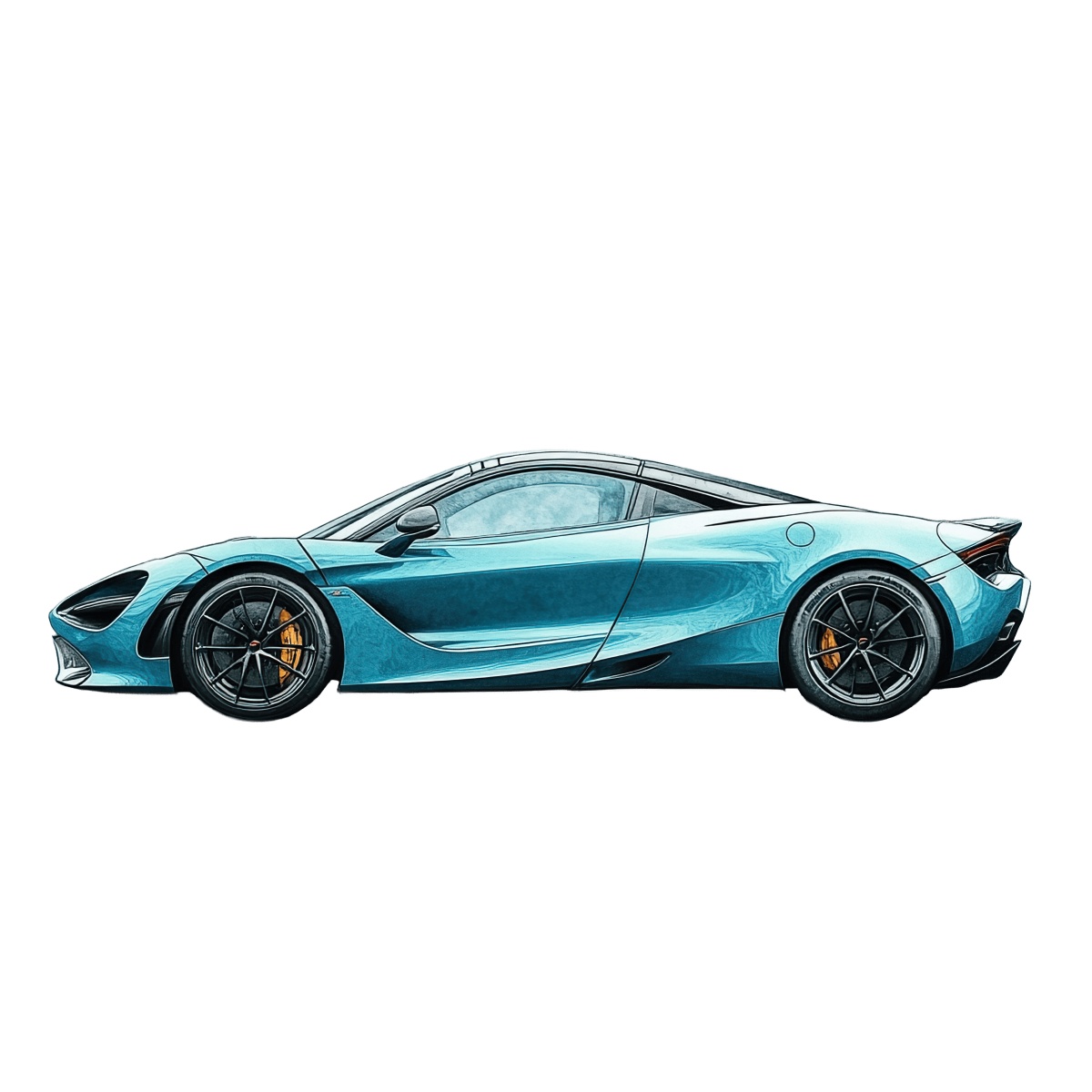 Blue sports car illustration with sleek design and detailed features.