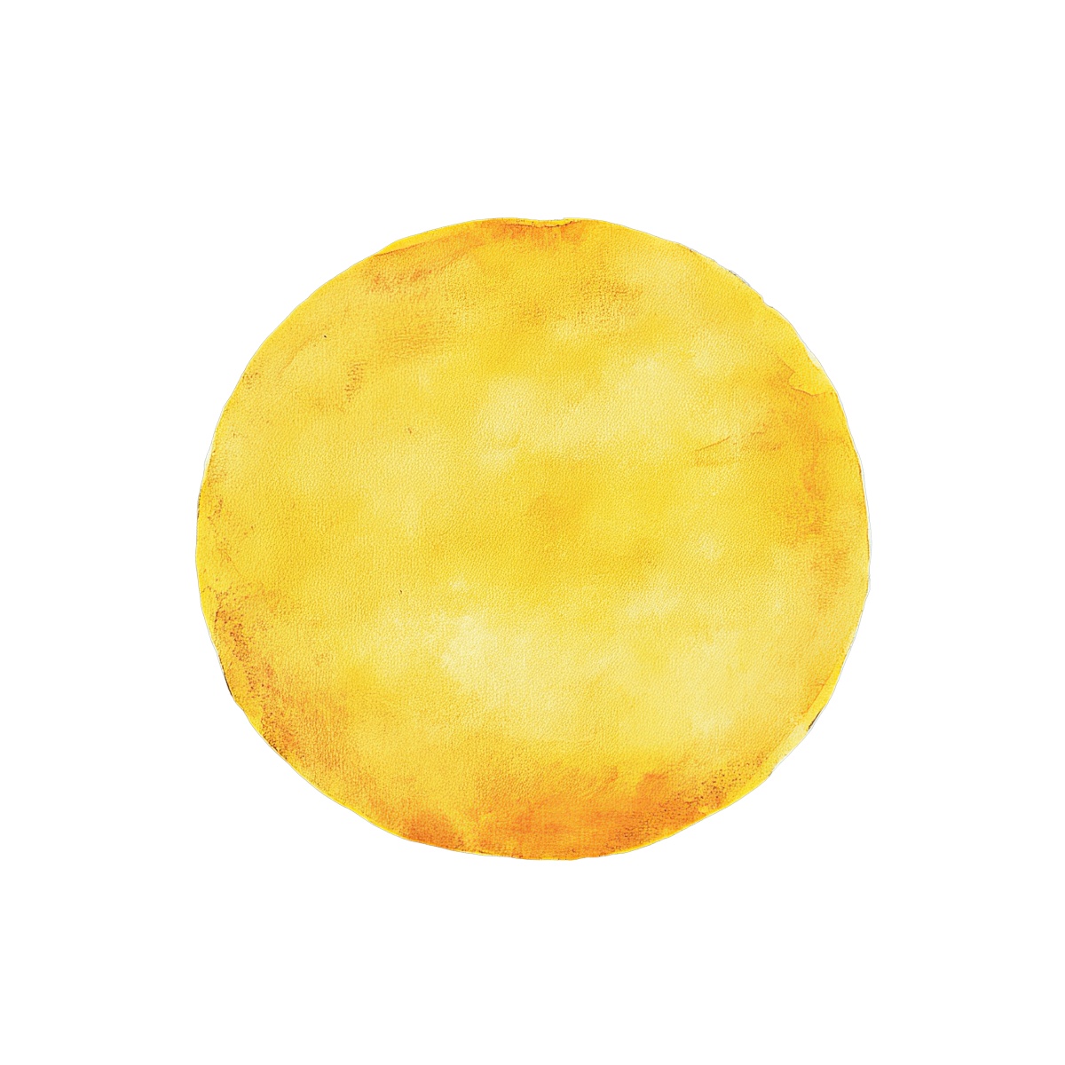 Yellow circular sun symbol with watercolor effect on black background.