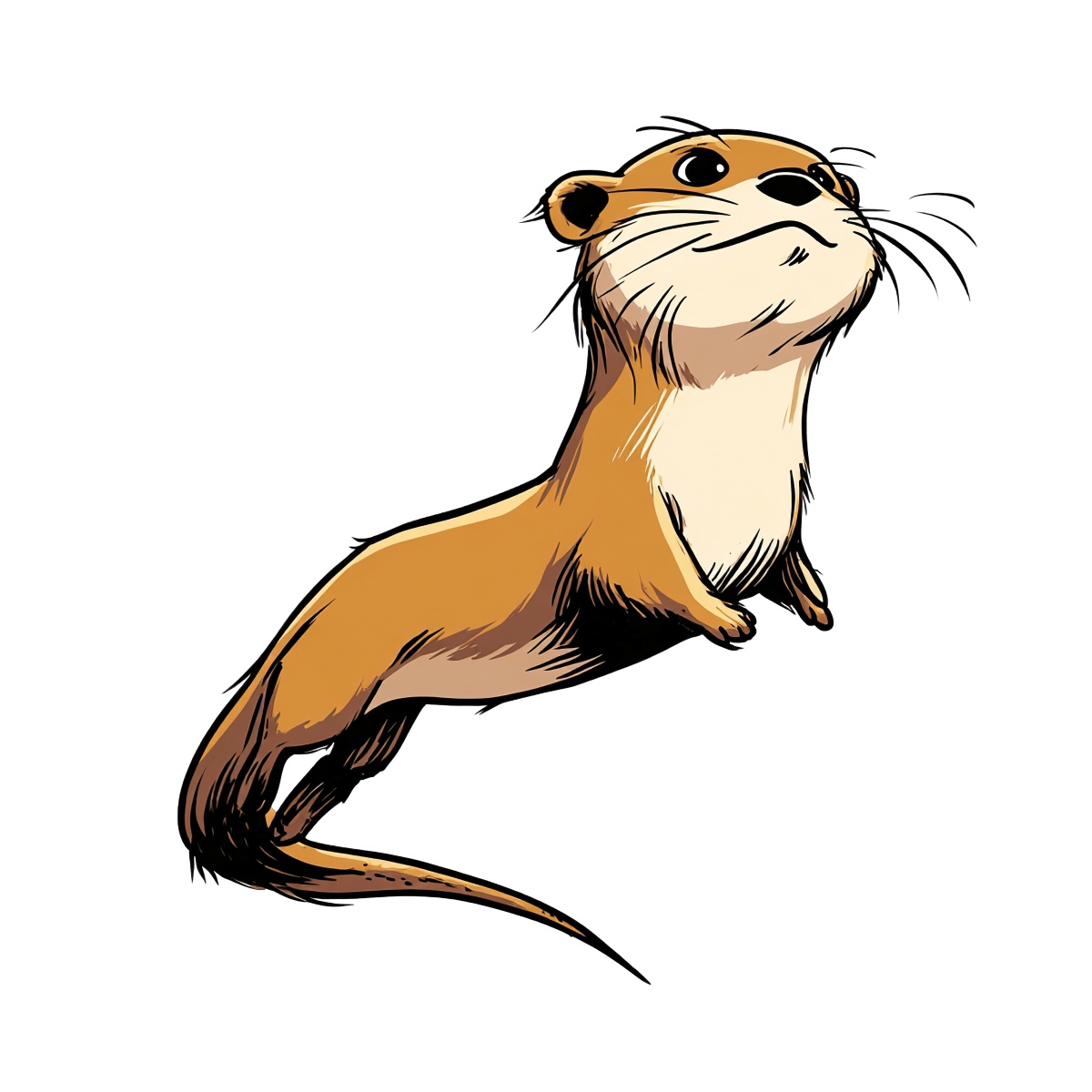 Brown otter illustration with smooth outline and simple features.