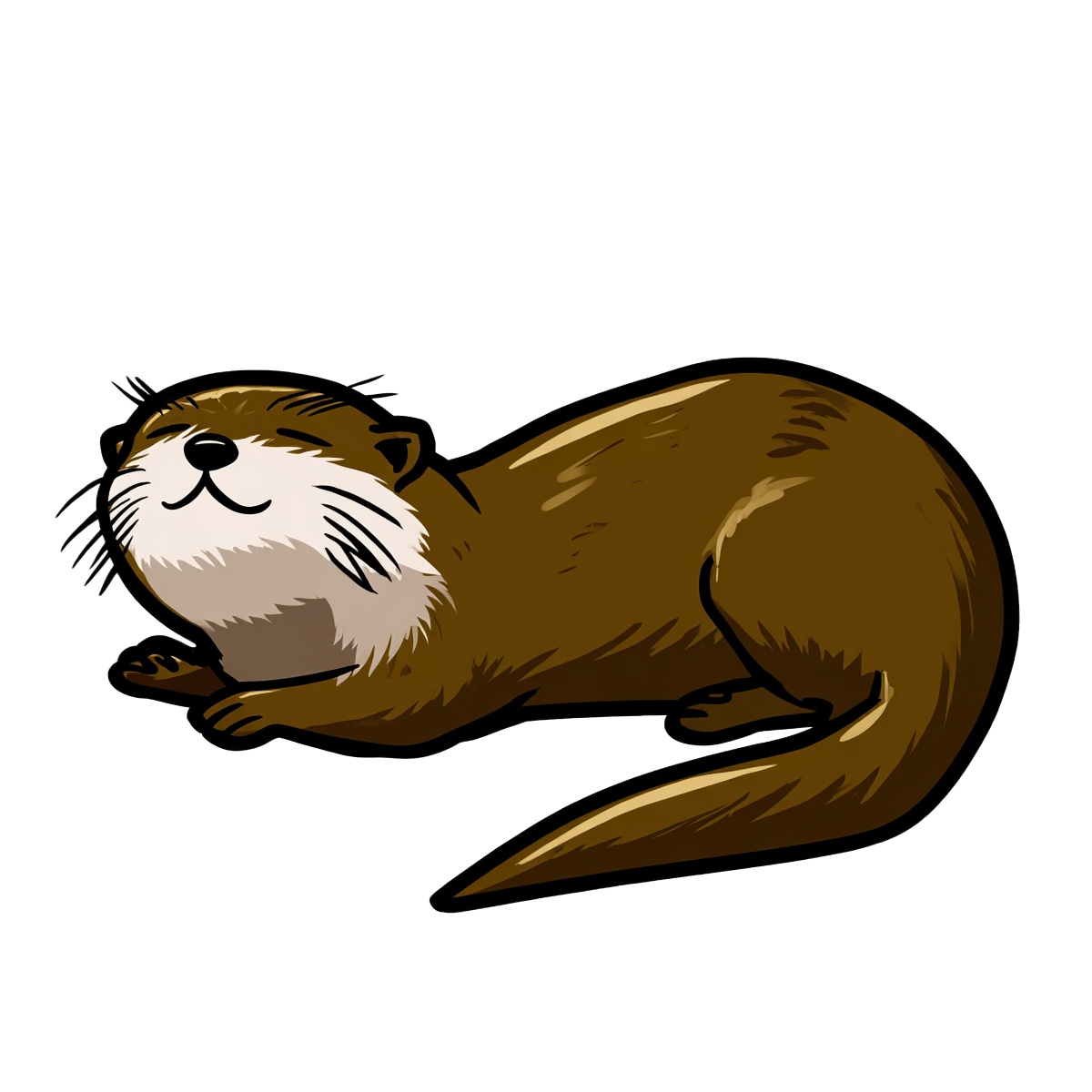 Brown otter with white face markings in cartoon style.
