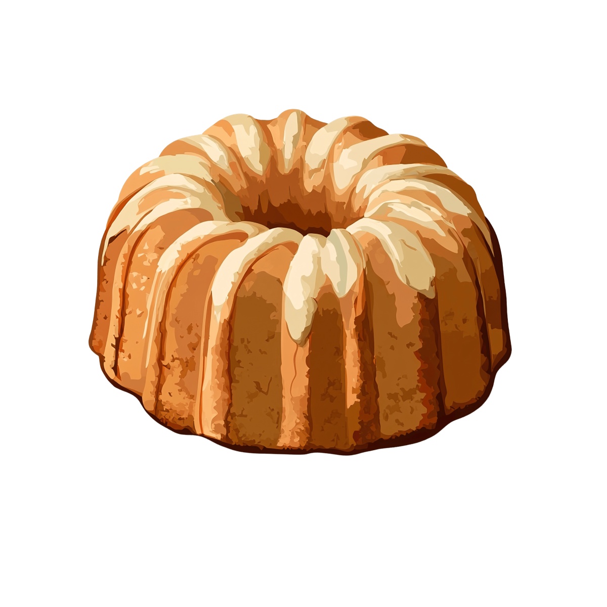Bundt cake with icing drizzle viewed from the top.