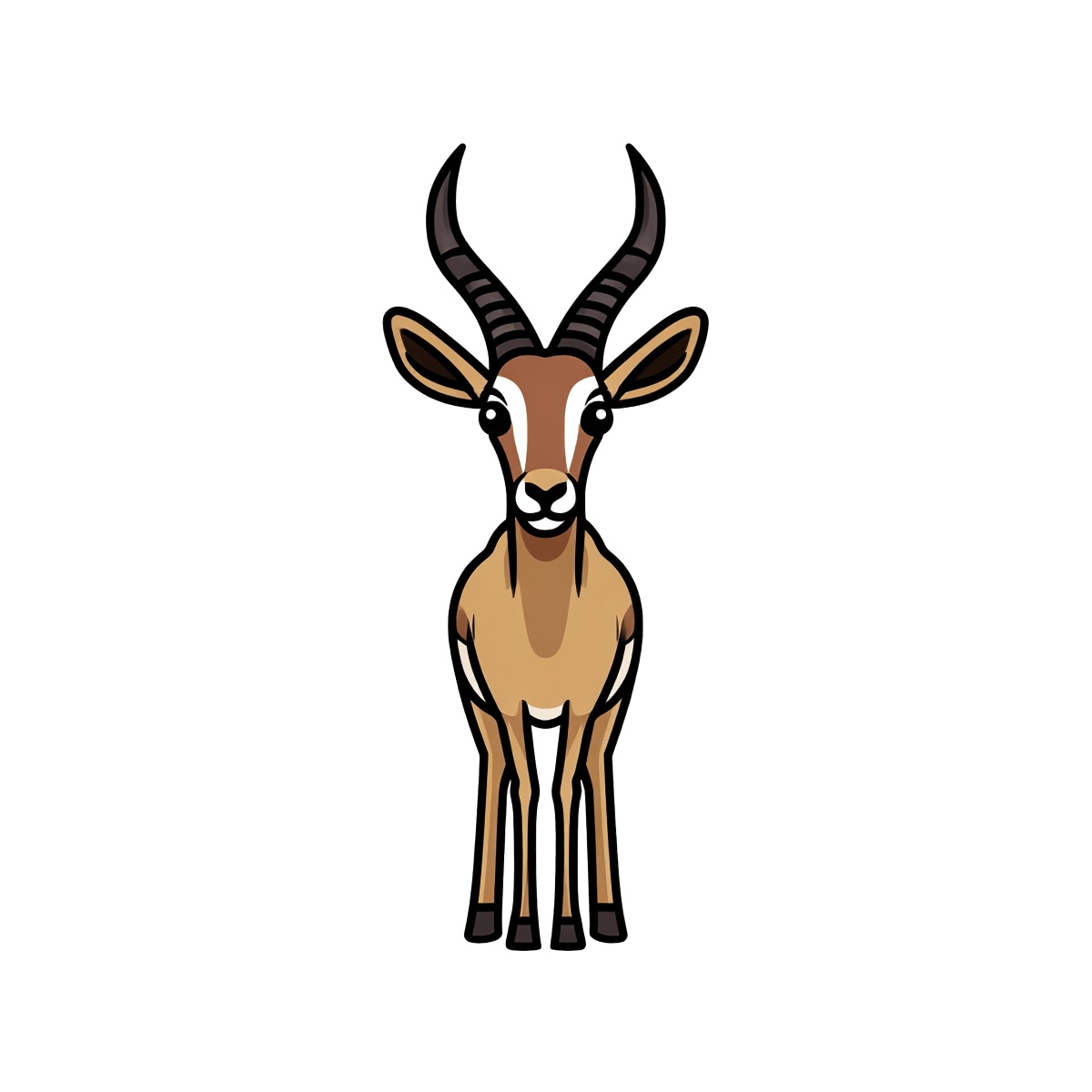 Cartoon antelope with black horns on a transparent background.