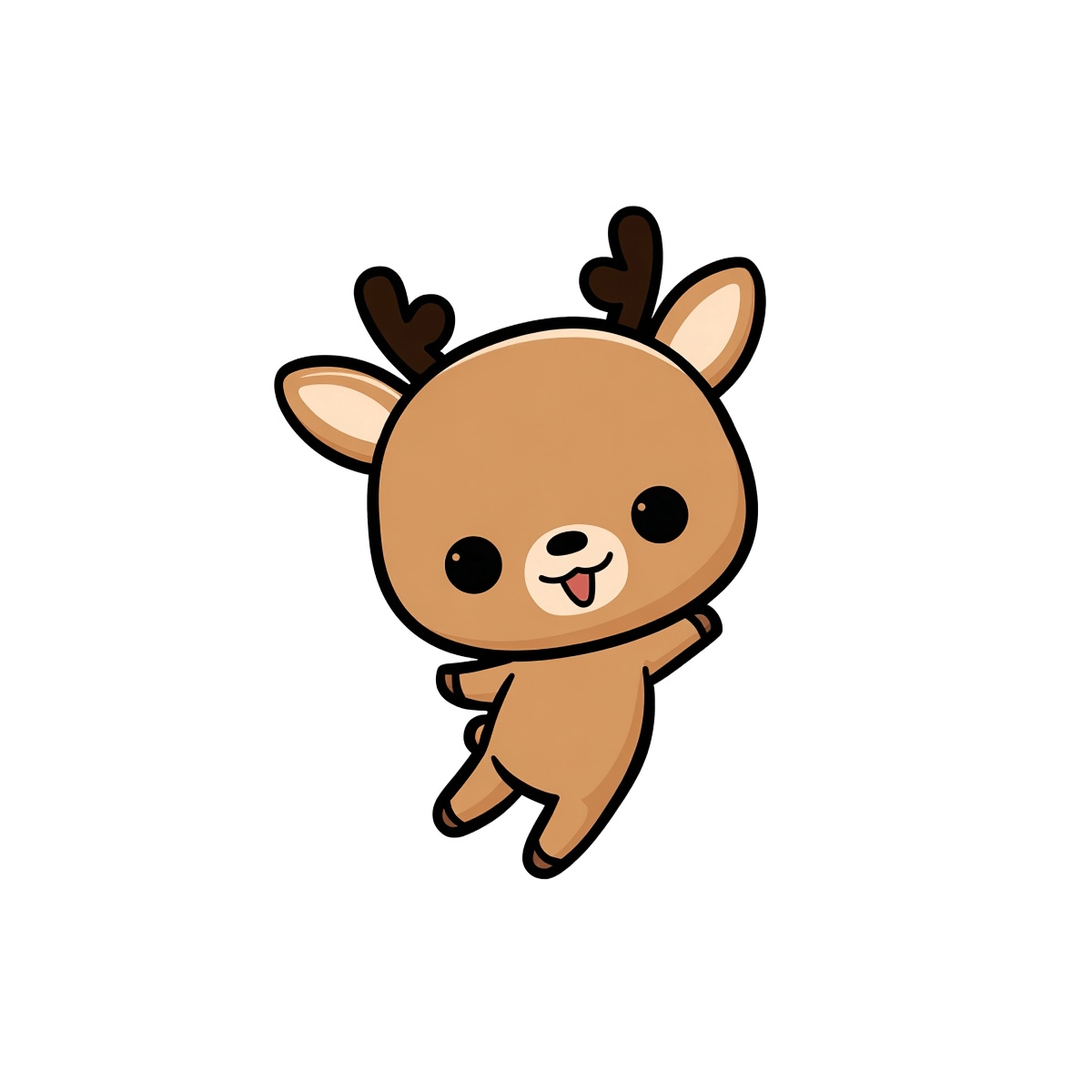 Cartoon deer with antlers standing against a white background.