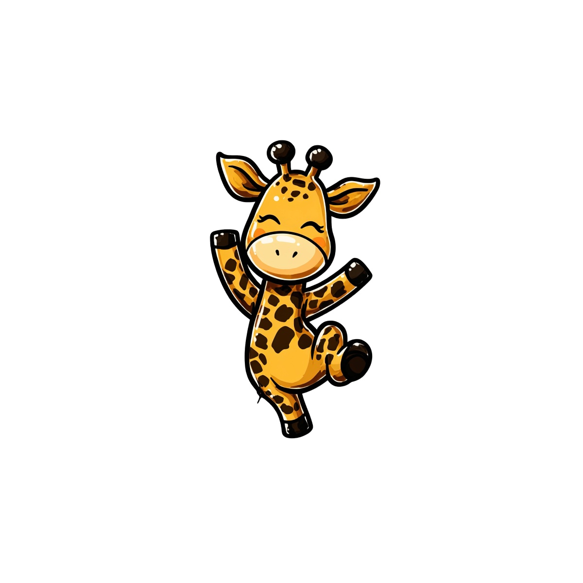 Cartoon giraffe illustration with spotted pattern and small horns.