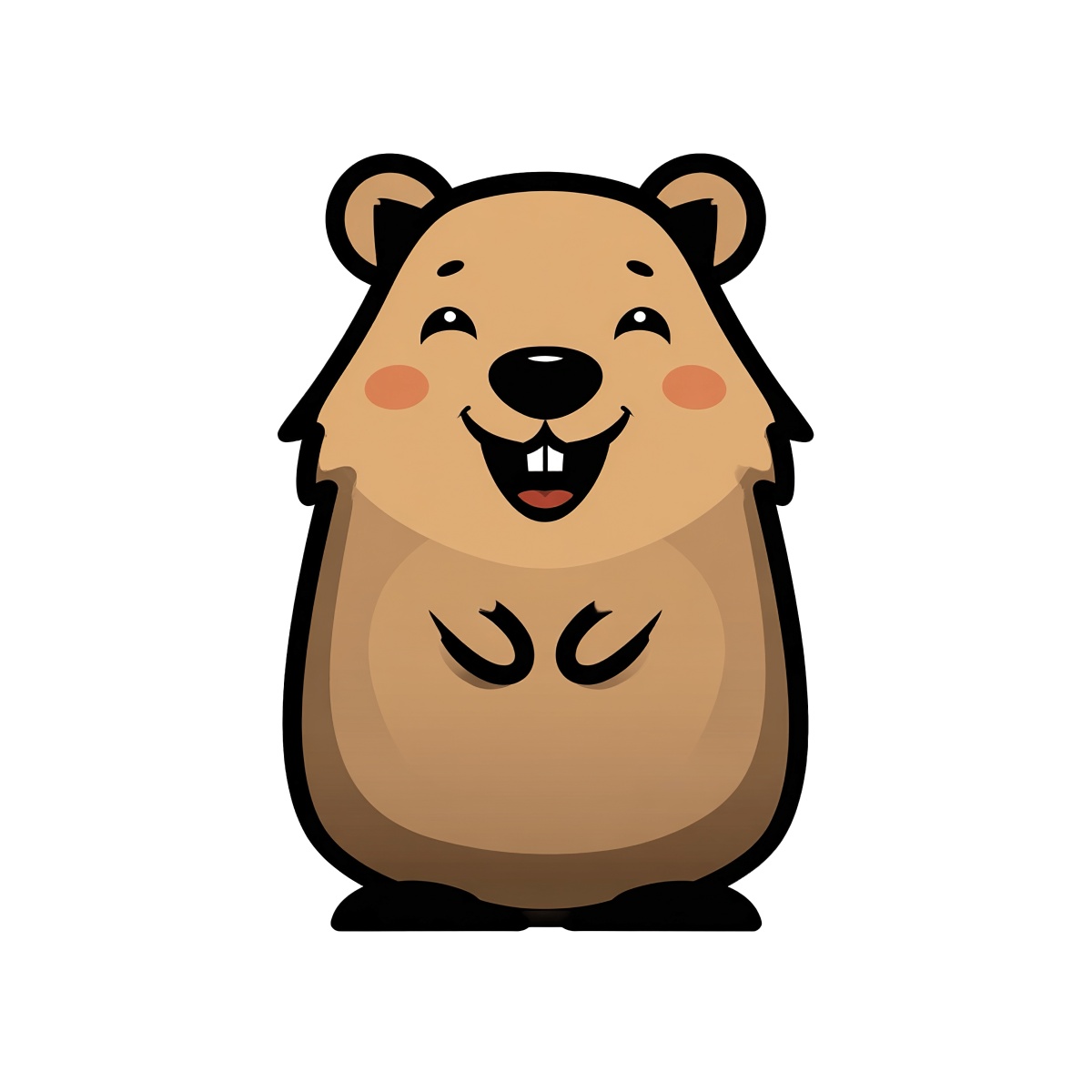 Groundhog with brown fur and front teeth in cartoon style.