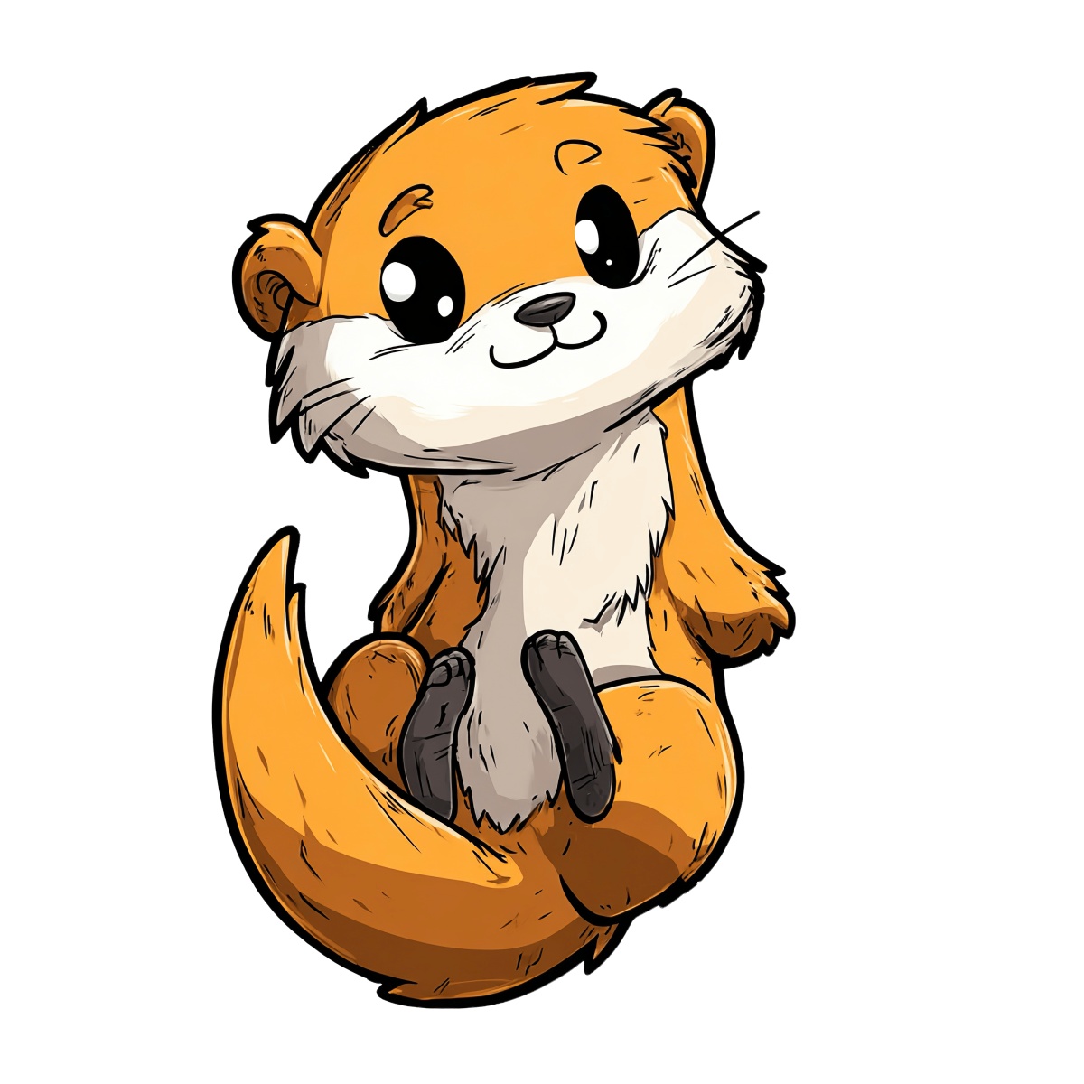 Cartoon-style otter with orange and white fur sitting upright.