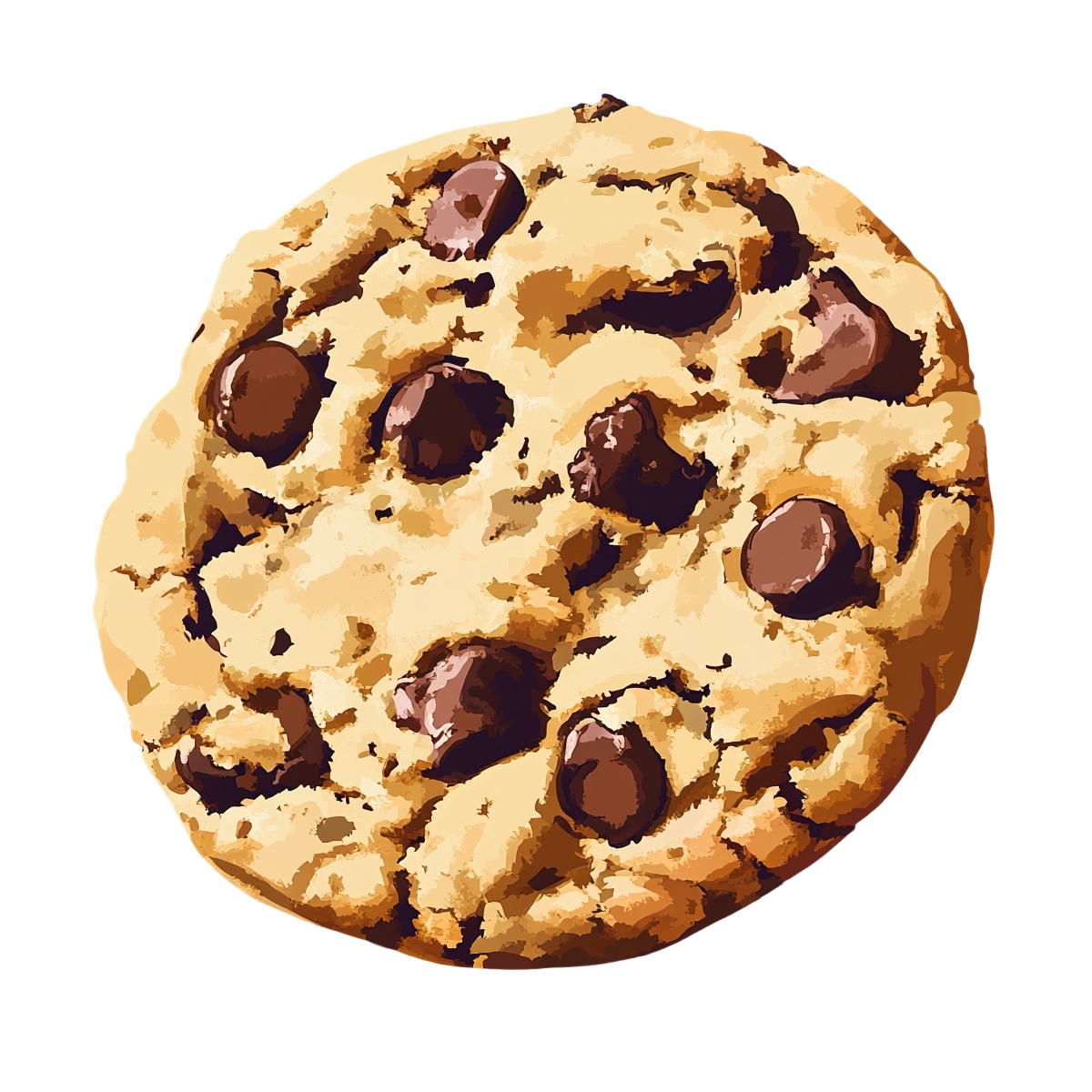 Chocolate chip cookie with visible chocolate chips on its surface.