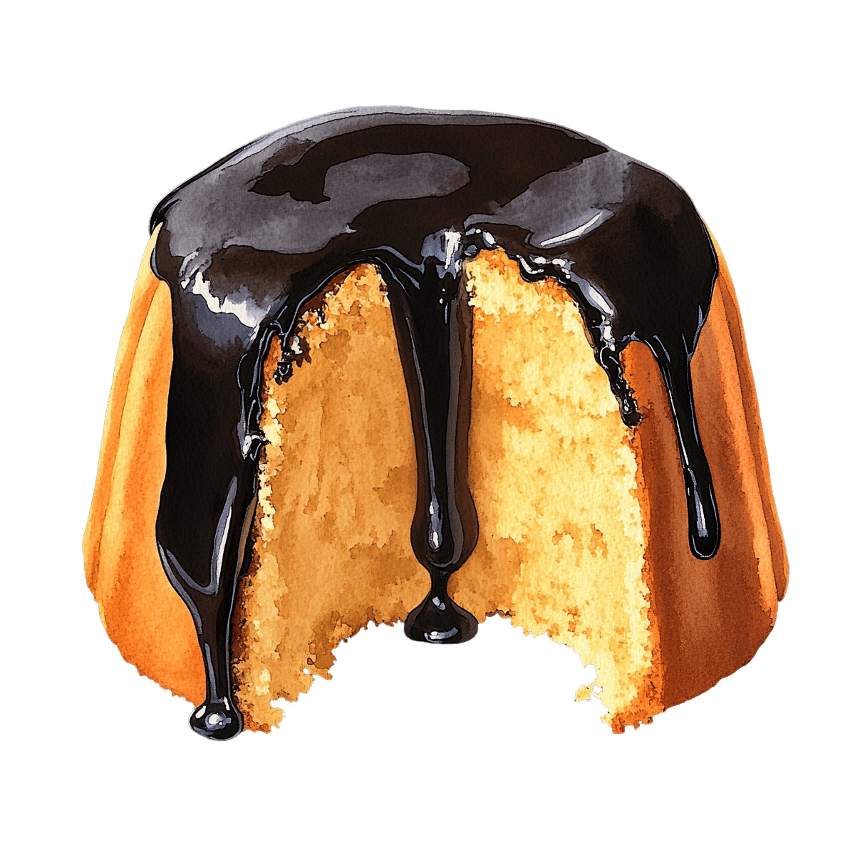 Chocolate glazed éclair with cream filling on a transparent background.