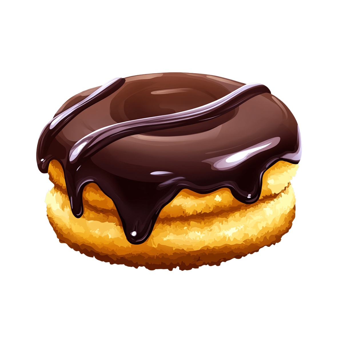 Chocolate glazed cake with a slice removed, showing interior texture.