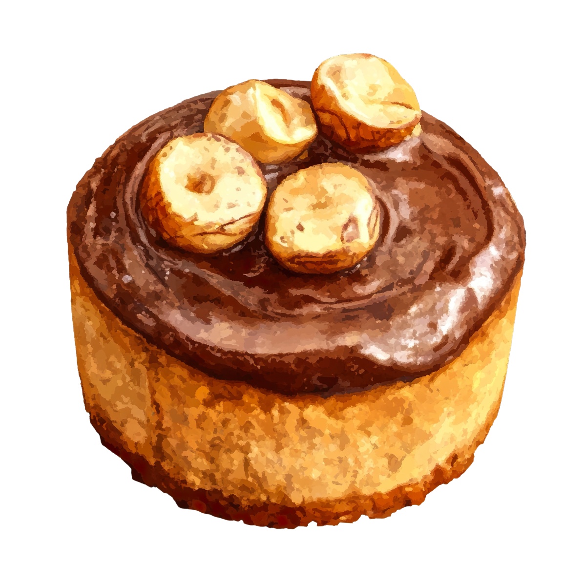 Chocolate tart with hazelnuts on top and a rich, smooth filling.