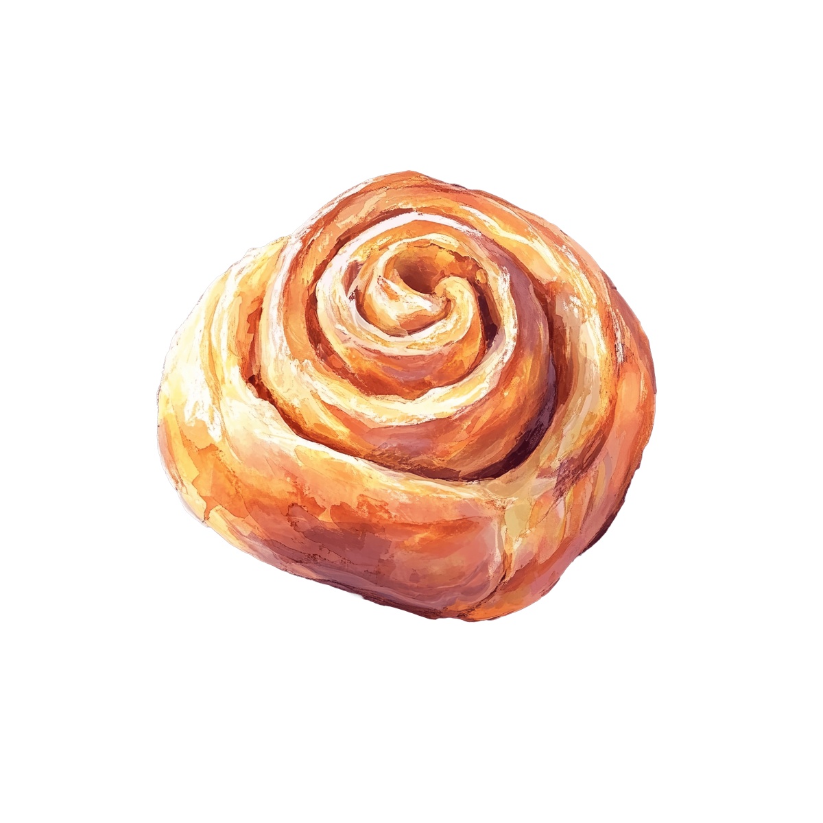 Cinnamon roll clipart showing a swirled pastry with a golden-brown crust.