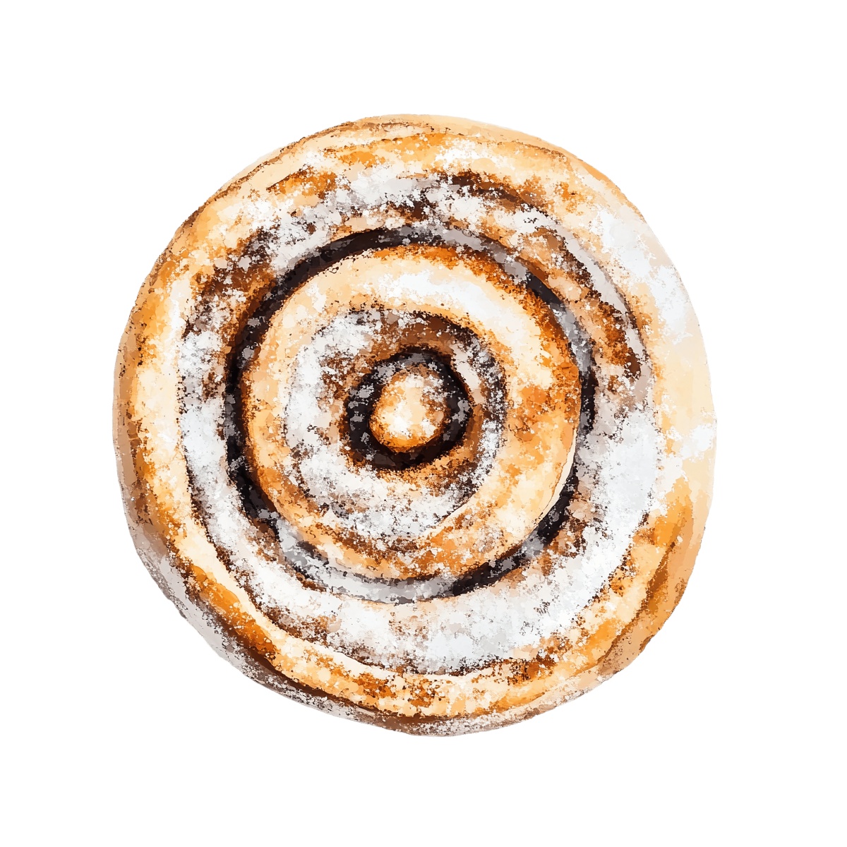 Cinnamon roll with sugar topping.