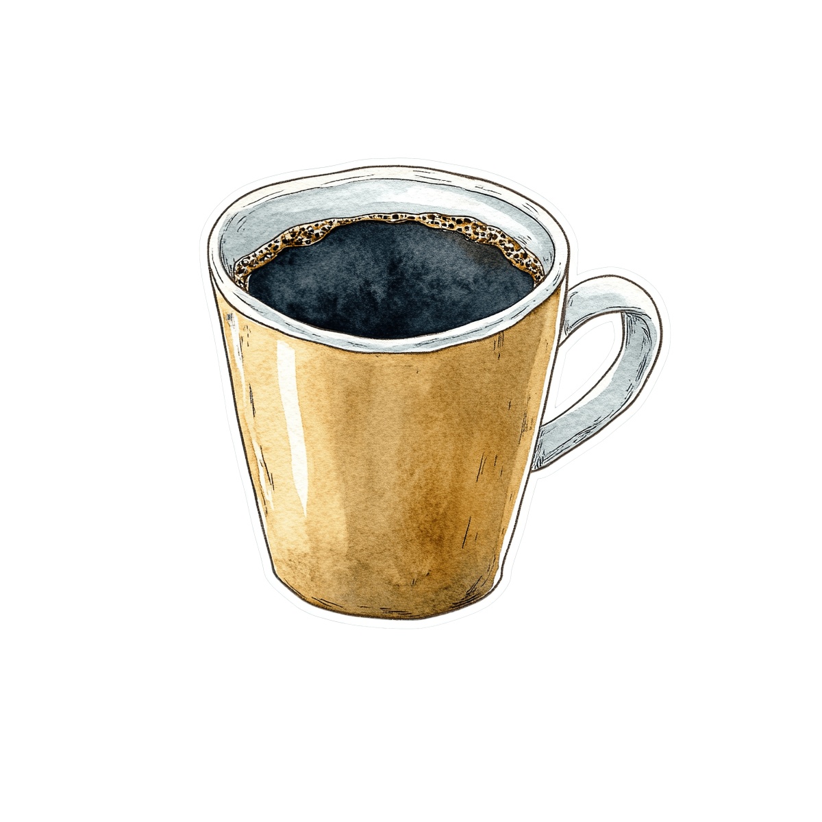 Coffee mug filled with dark brew.