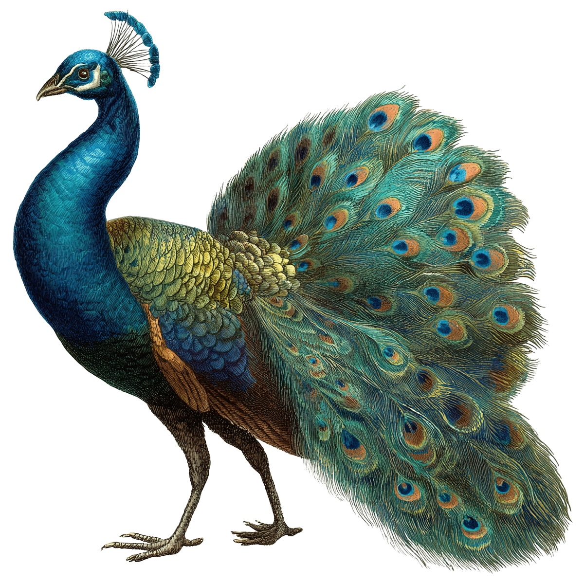 Colorful peacock tail illustration
