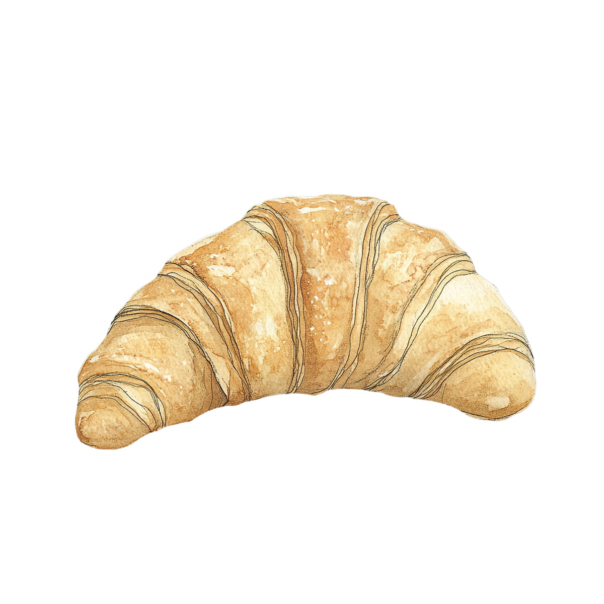 Croissant clipart featuring detailed texture and golden brown color.