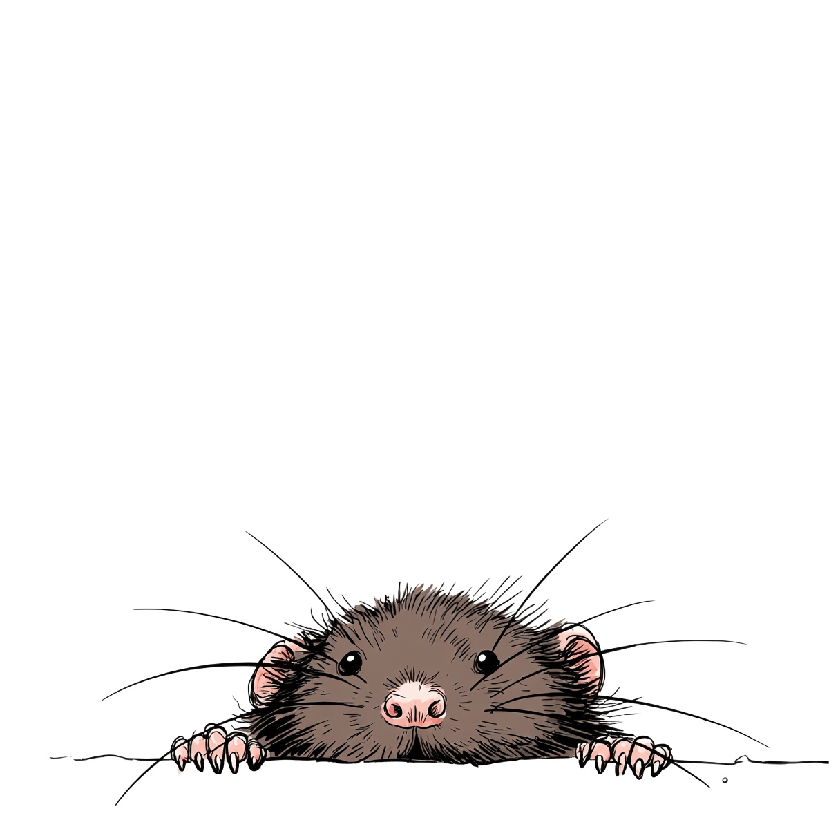 Curious brown rodent peeking over ledge