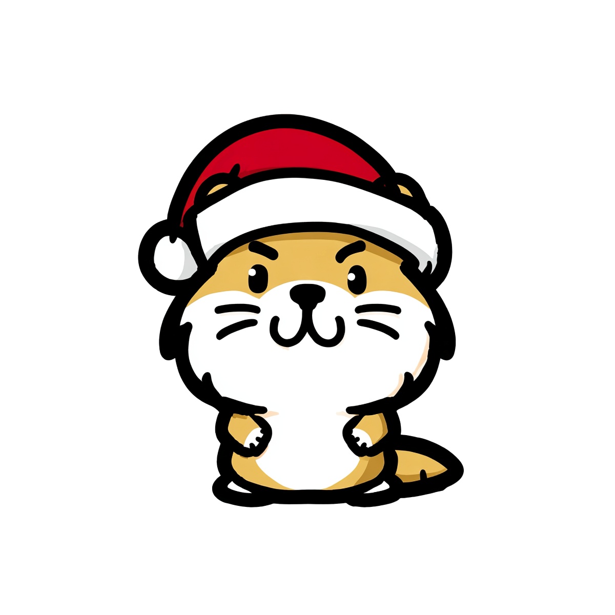 Cartoon otter in a Santa hat, smiling against a plain background.