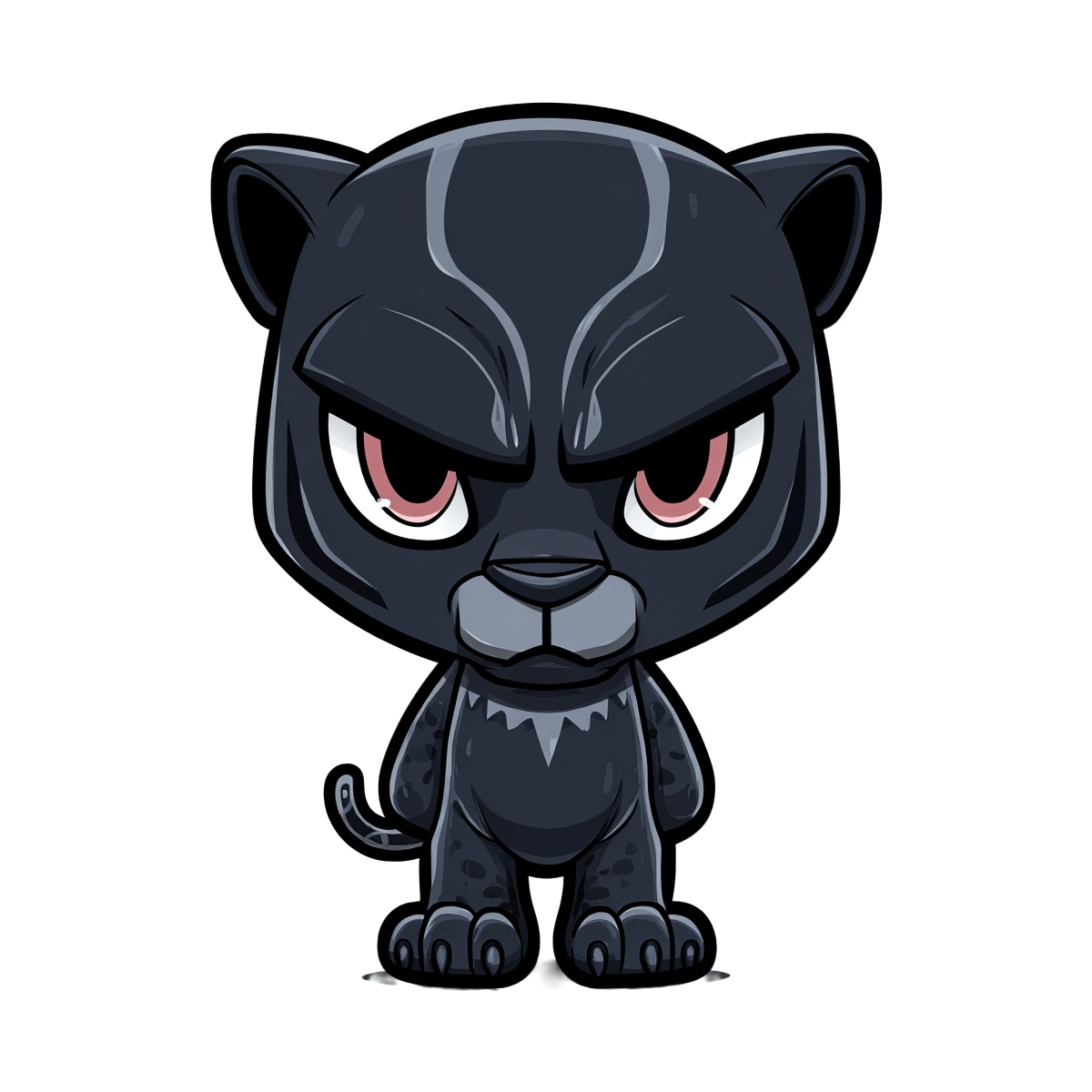 Chibi dark panther with a fierce expression and glossy finish.