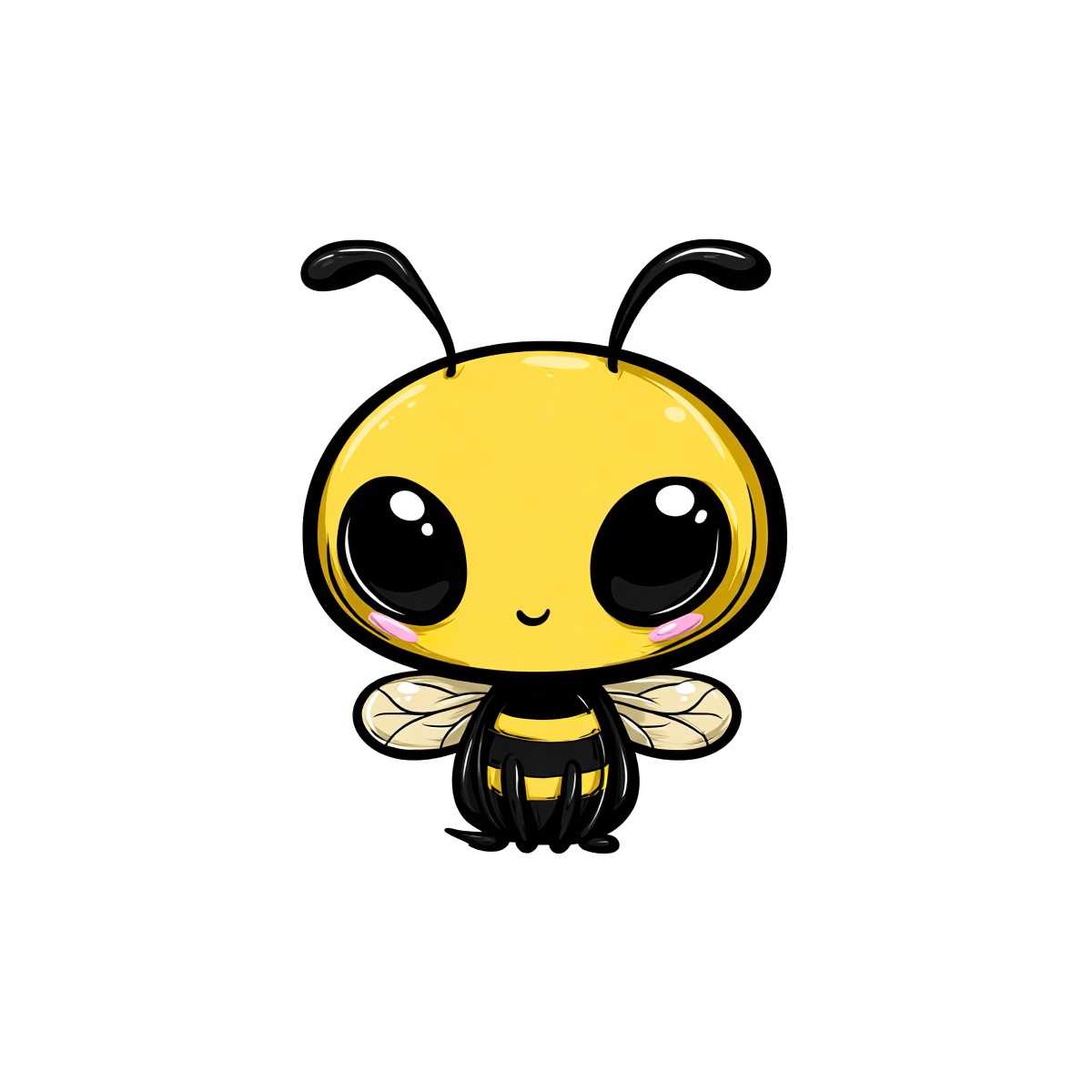 Kawaii-style yellow bee with large eyes and a happy expression.