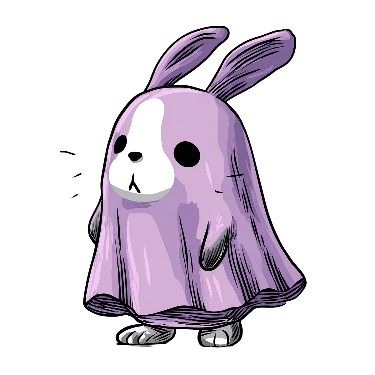 Cute cartoon purple bunny with large ears, playful style.