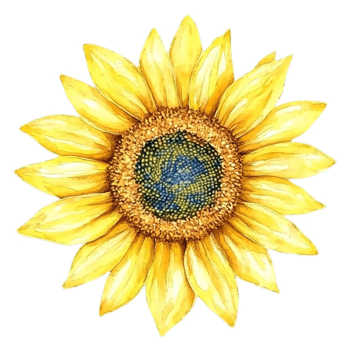 Bright yellow sunflower with intricate petal and seed details on black.