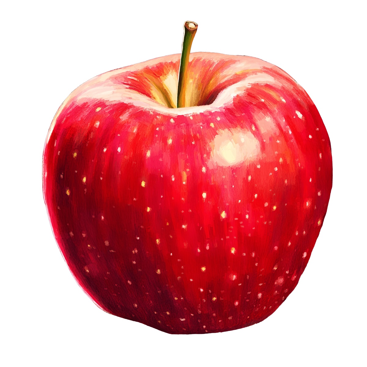 Red apple with detailed texture.