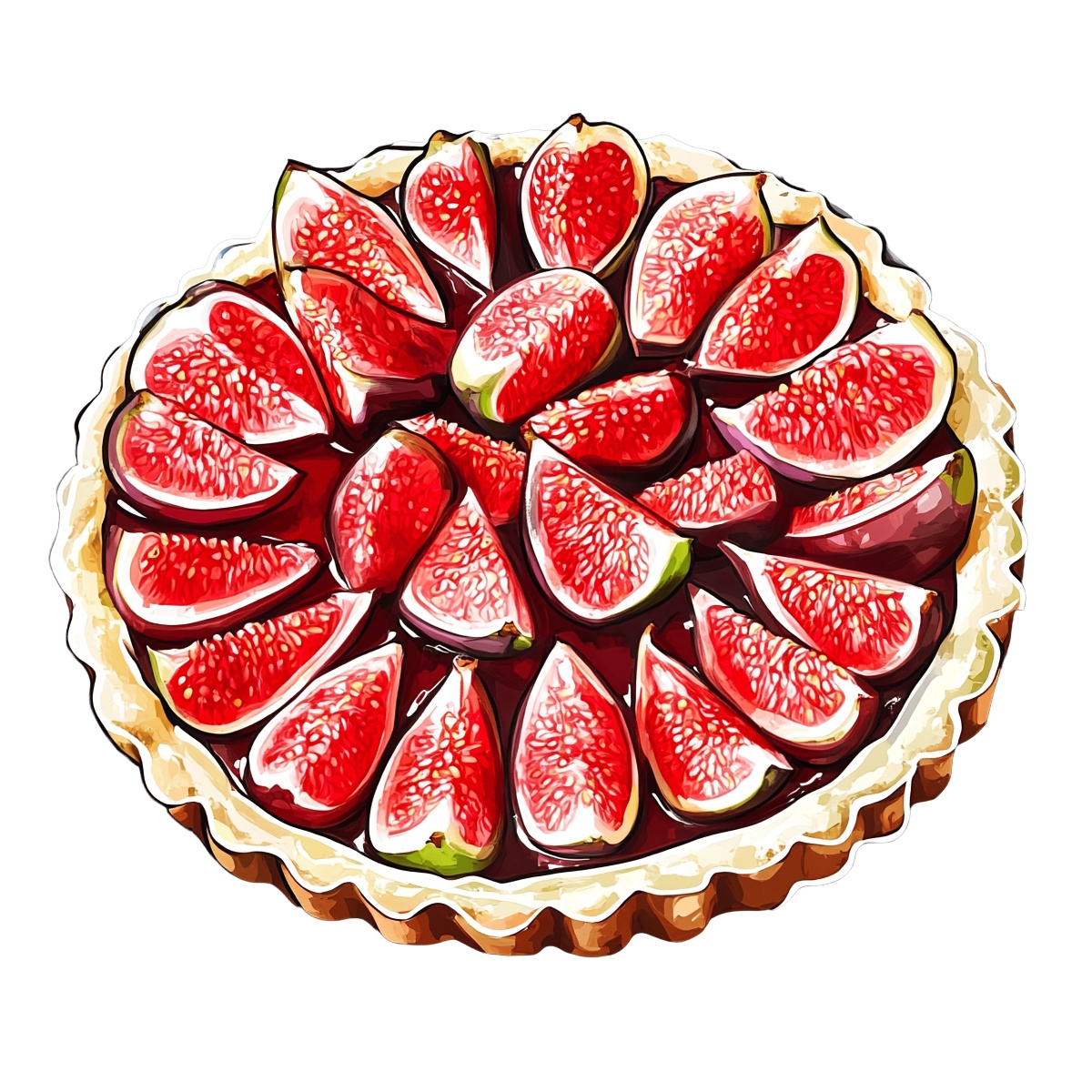 Fig tart with fresh sliced figs arranged in a circular pattern.