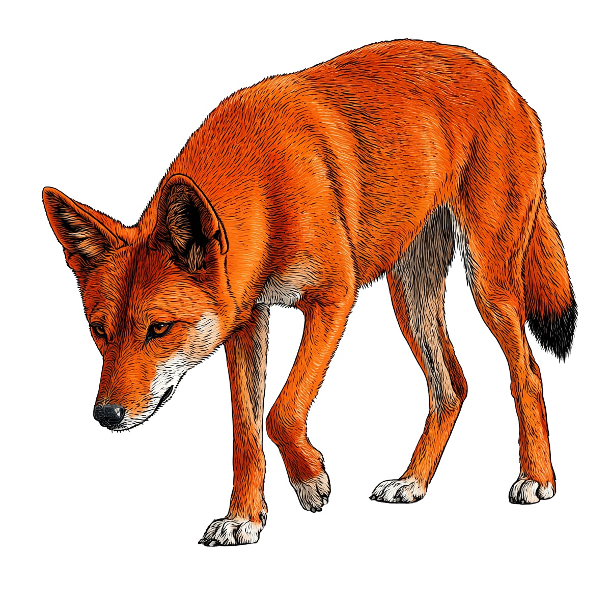 Fluffy orange fox illustration