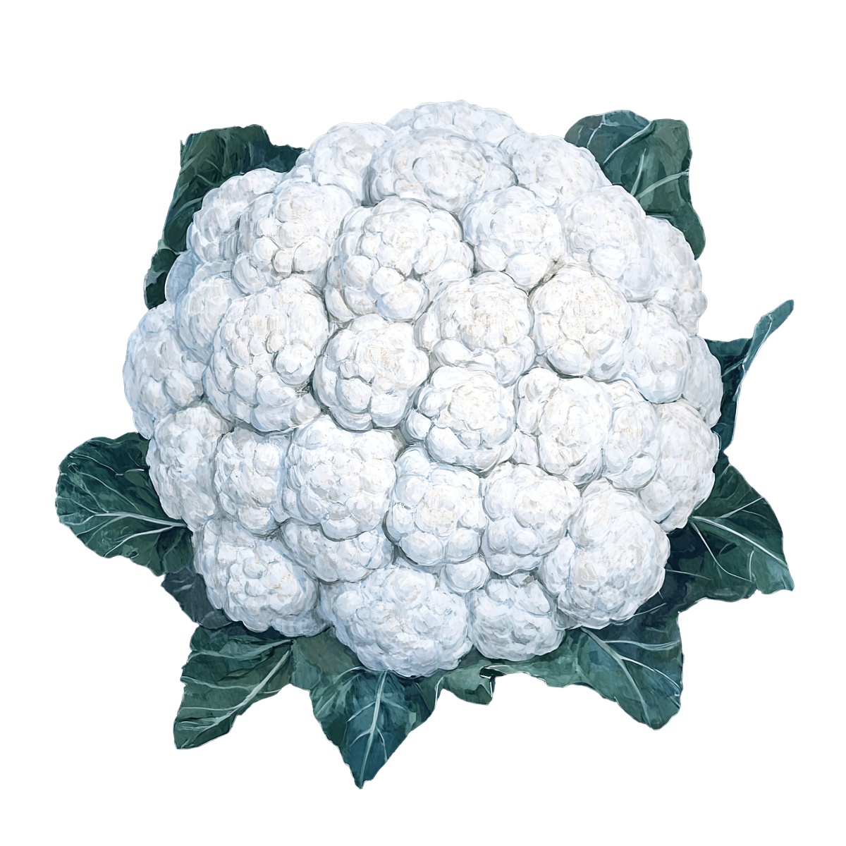 Cauliflower with green leaves.