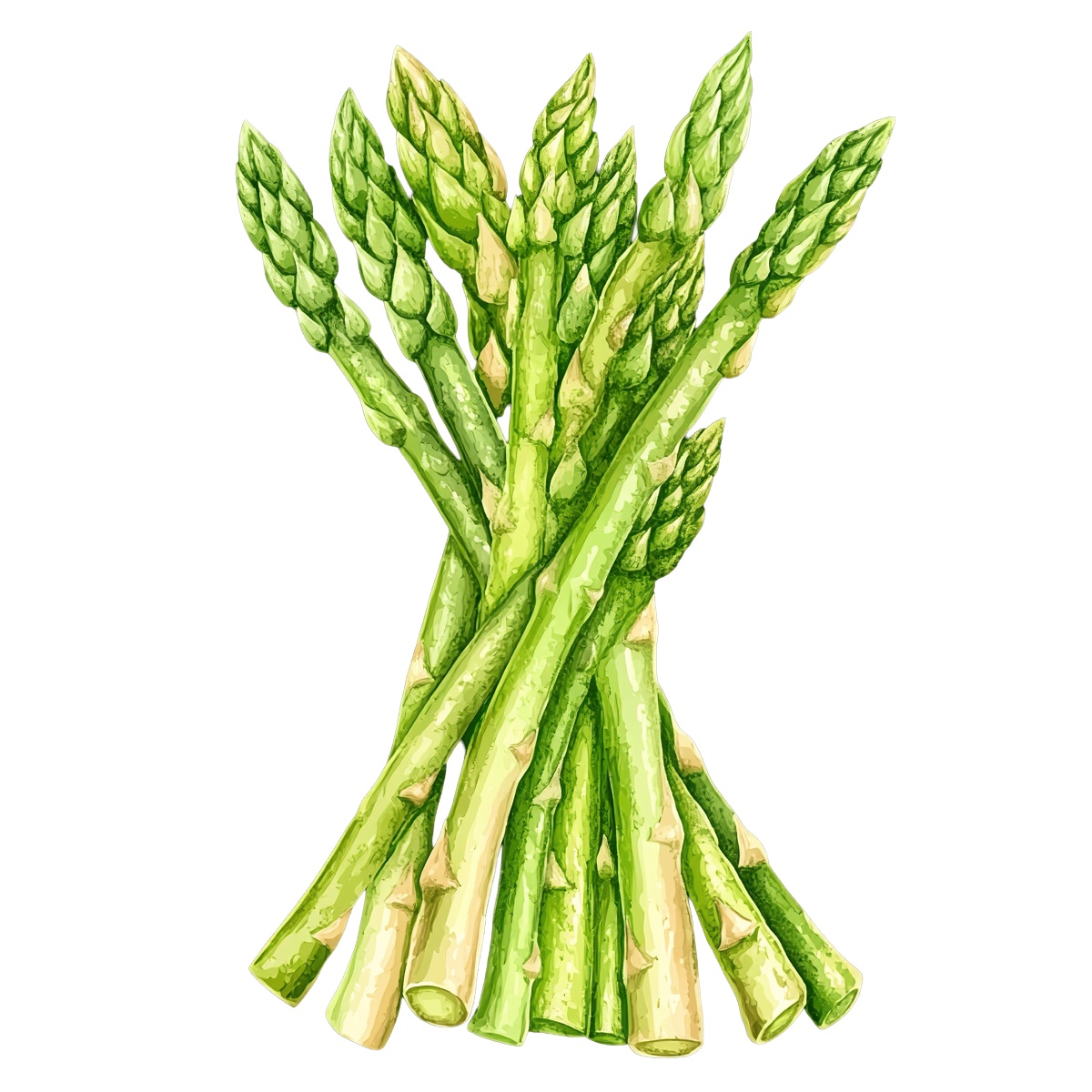Green asparagus stalks arranged.