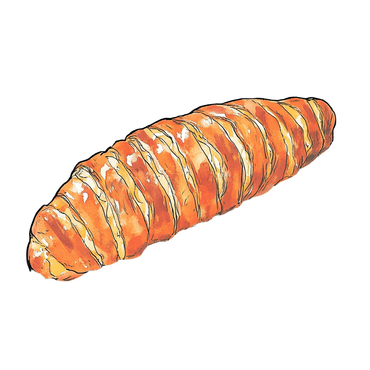 Baguette with a golden crust and detailed texture.