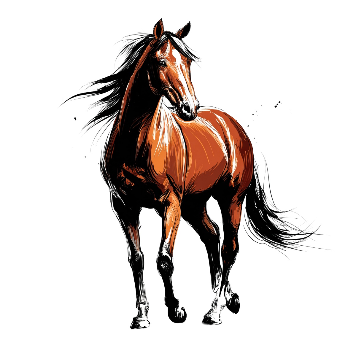 Illustration of a majestic horse running