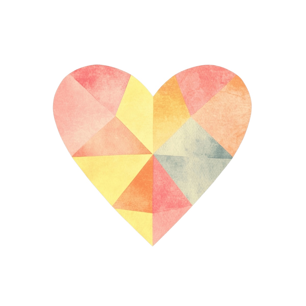 Heart shape with colorful geometric patterns on a black background.