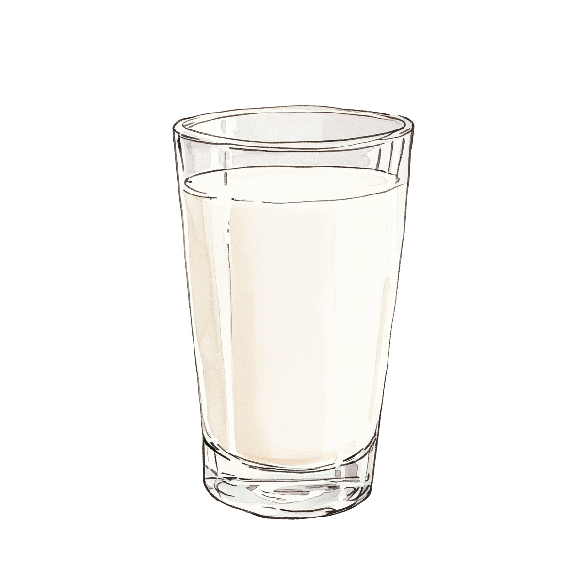 Glass filled with fresh white milk, ready to drink.