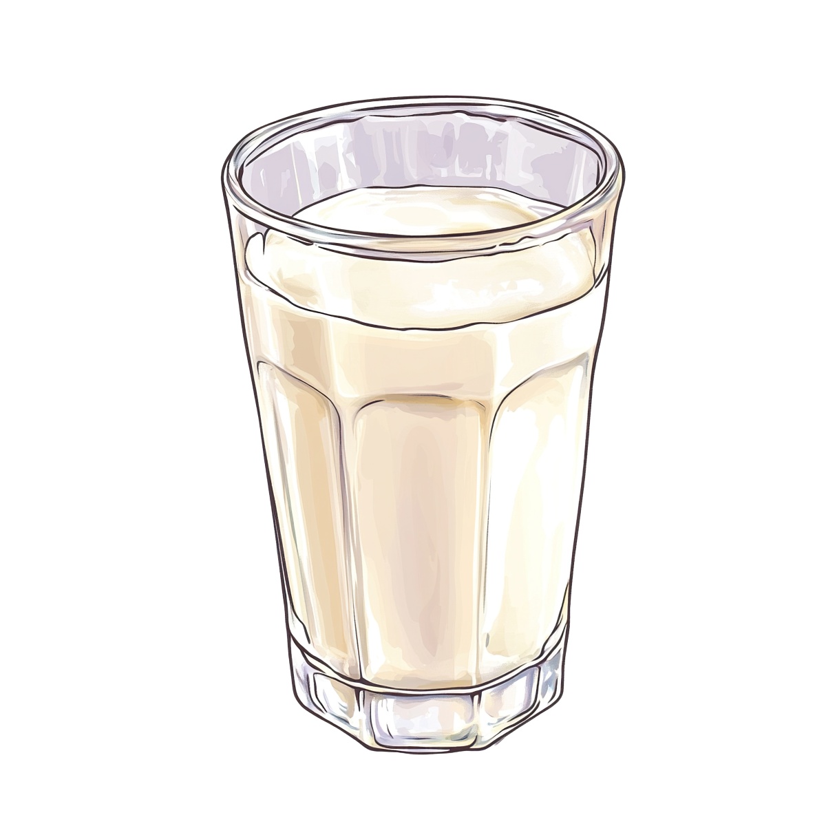 Glass of milk with a detailed transparent design.