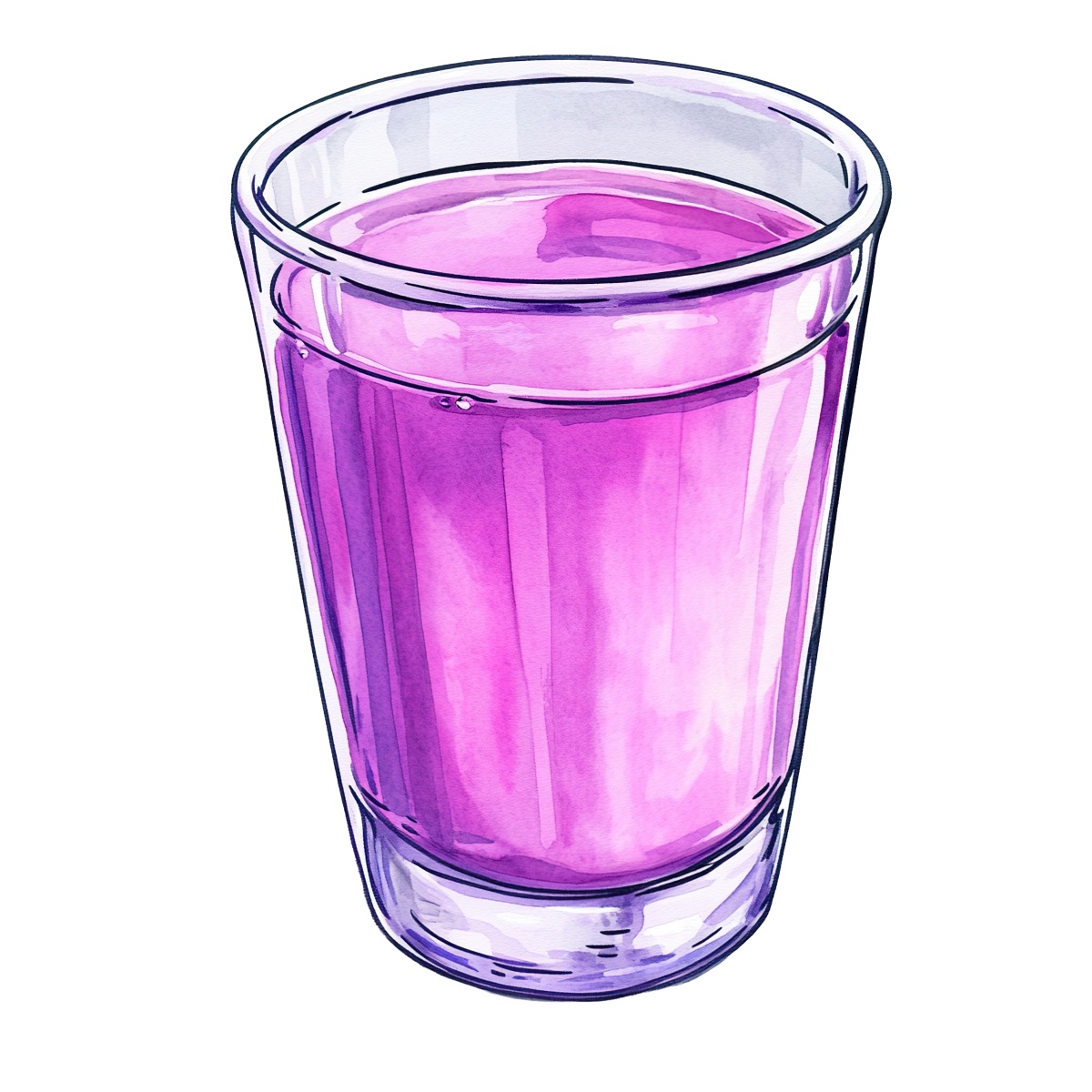 Glass filled with purple juice, highlighting transparency and reflections.