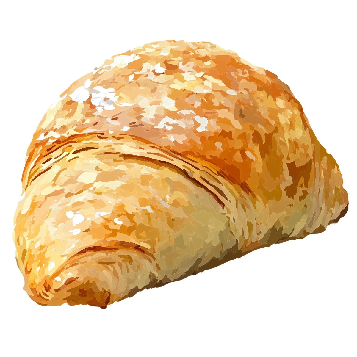 Croissant with a golden brown crust and flaky layers.