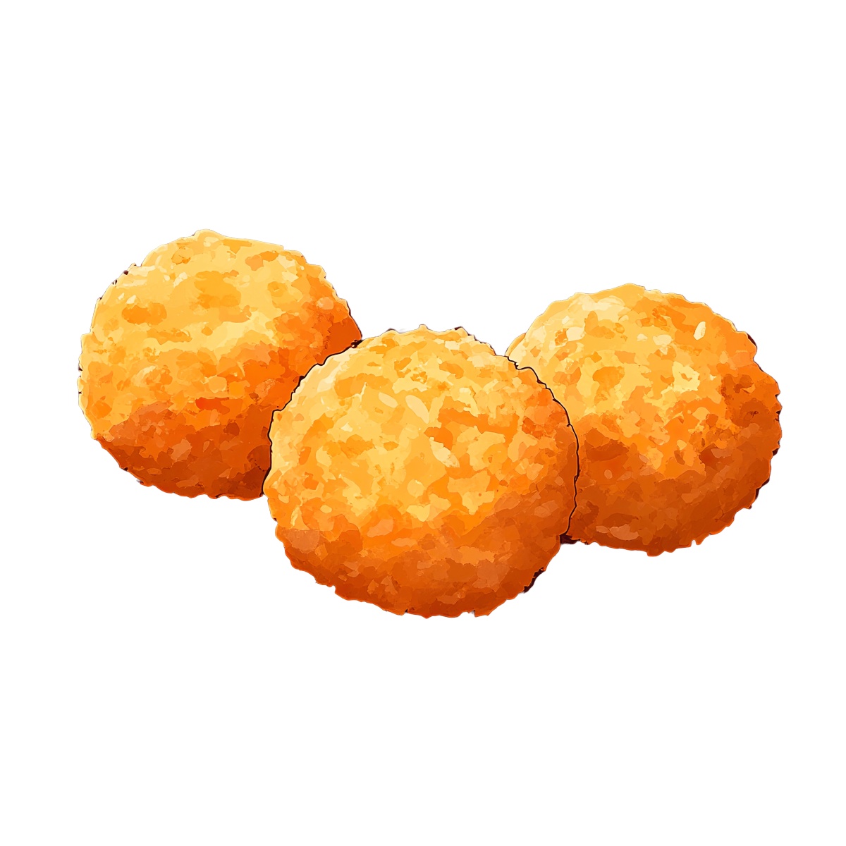Three golden crispy cheese balls.