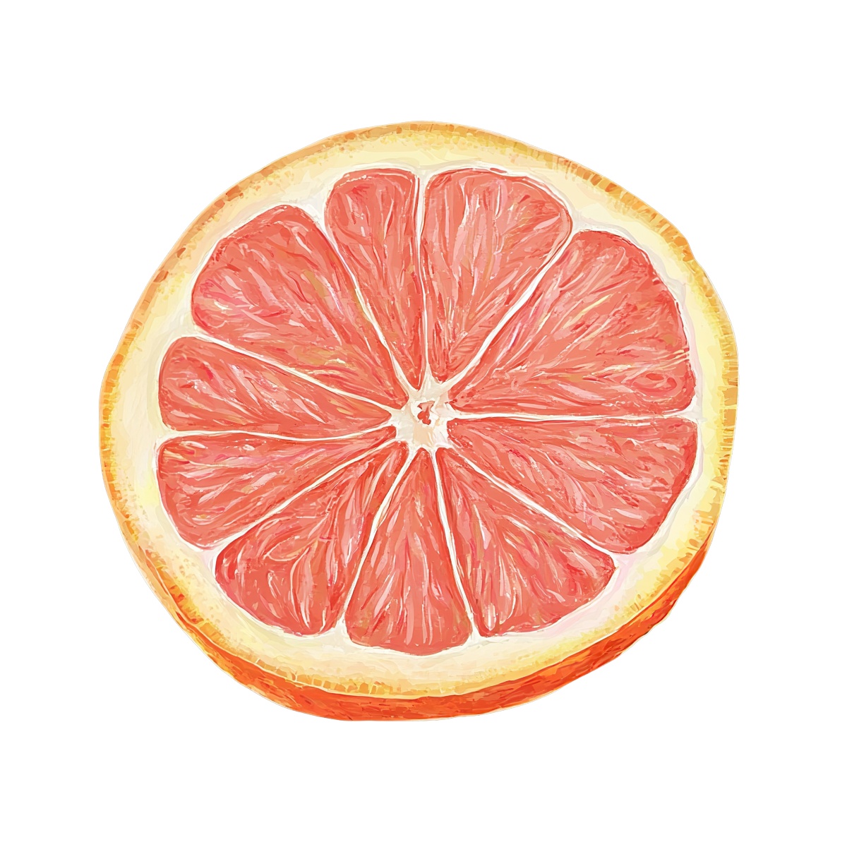 Grapefruit slice with detailed texture and vibrant pink colors.