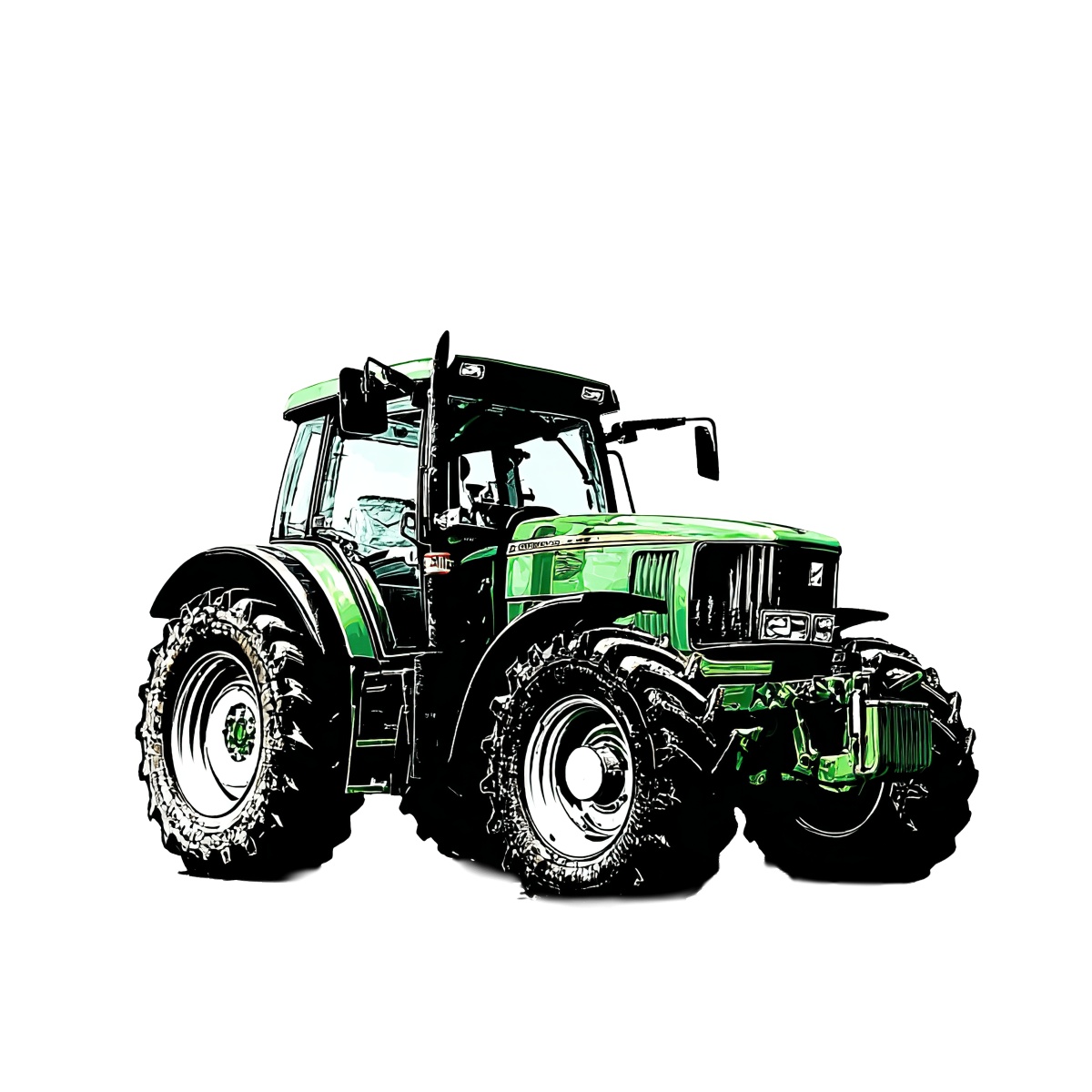 Green tractor with angular design