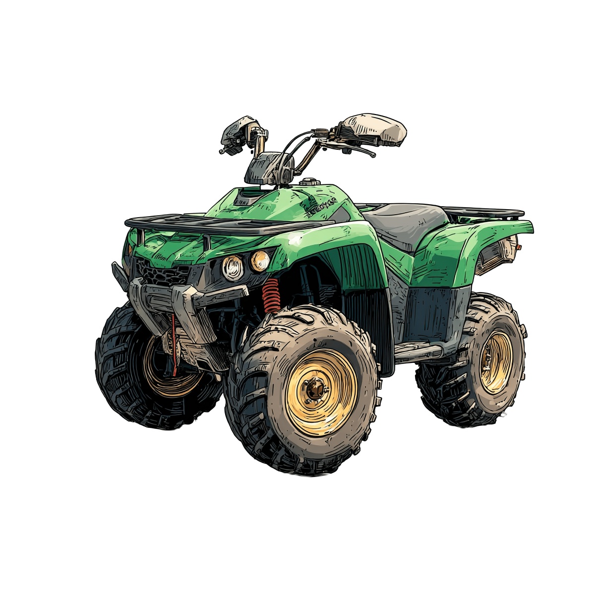 Green cartoon ATV with big tires
