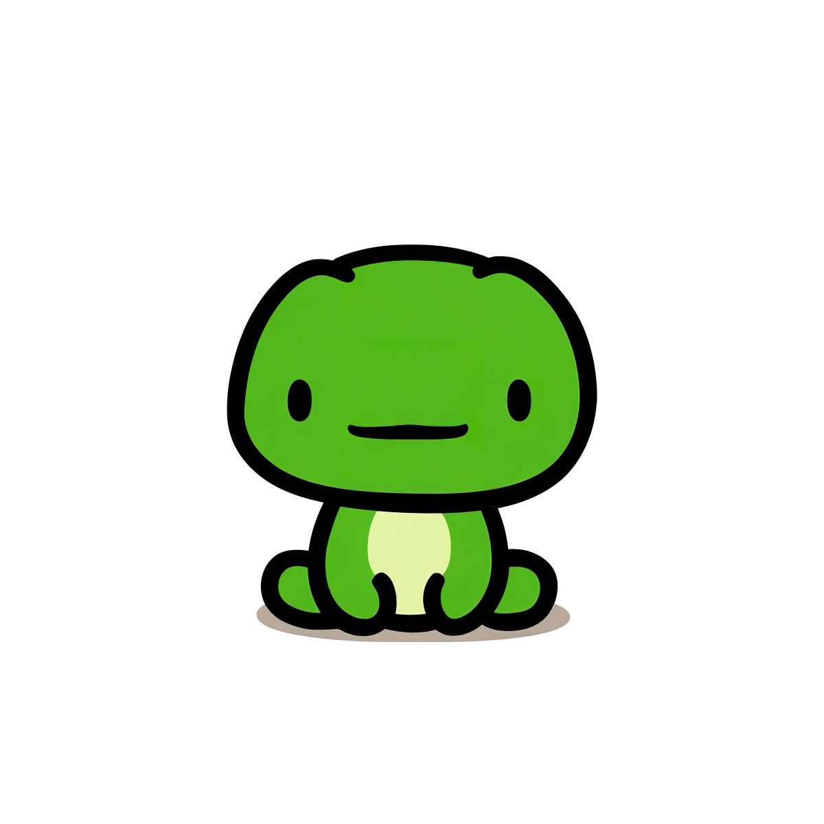 Green frog clipart with simple design and black outline.