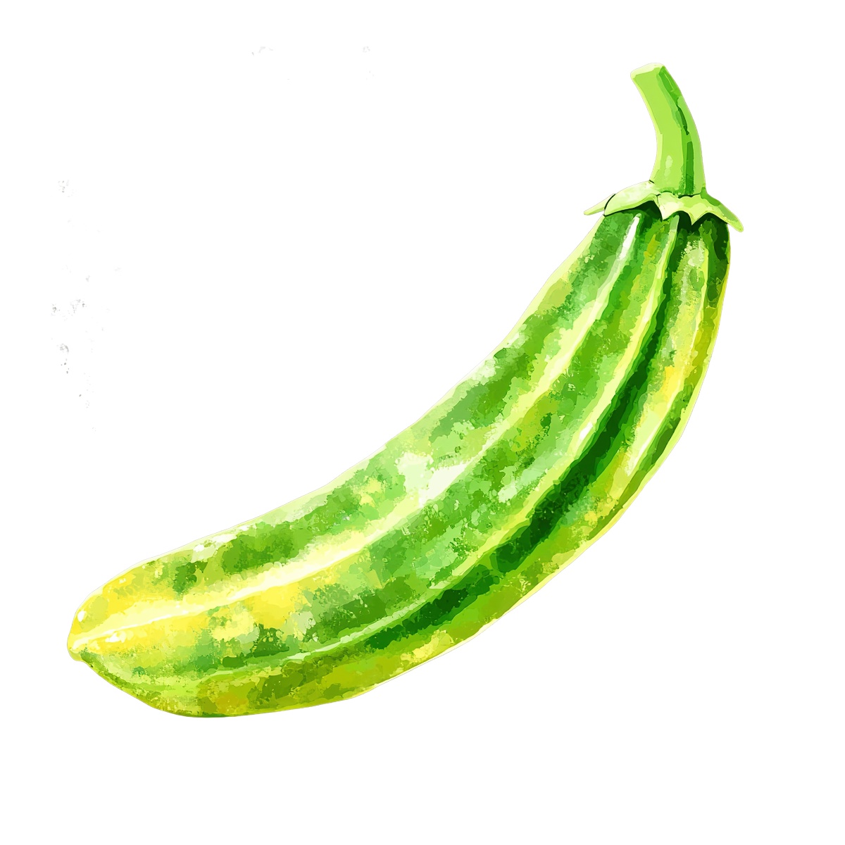 Green okra pod depicted in a detailed clipart style.