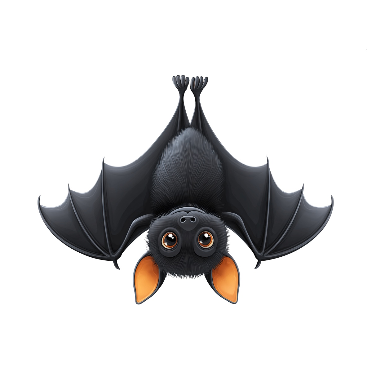 Cartoon bat hanging upside down